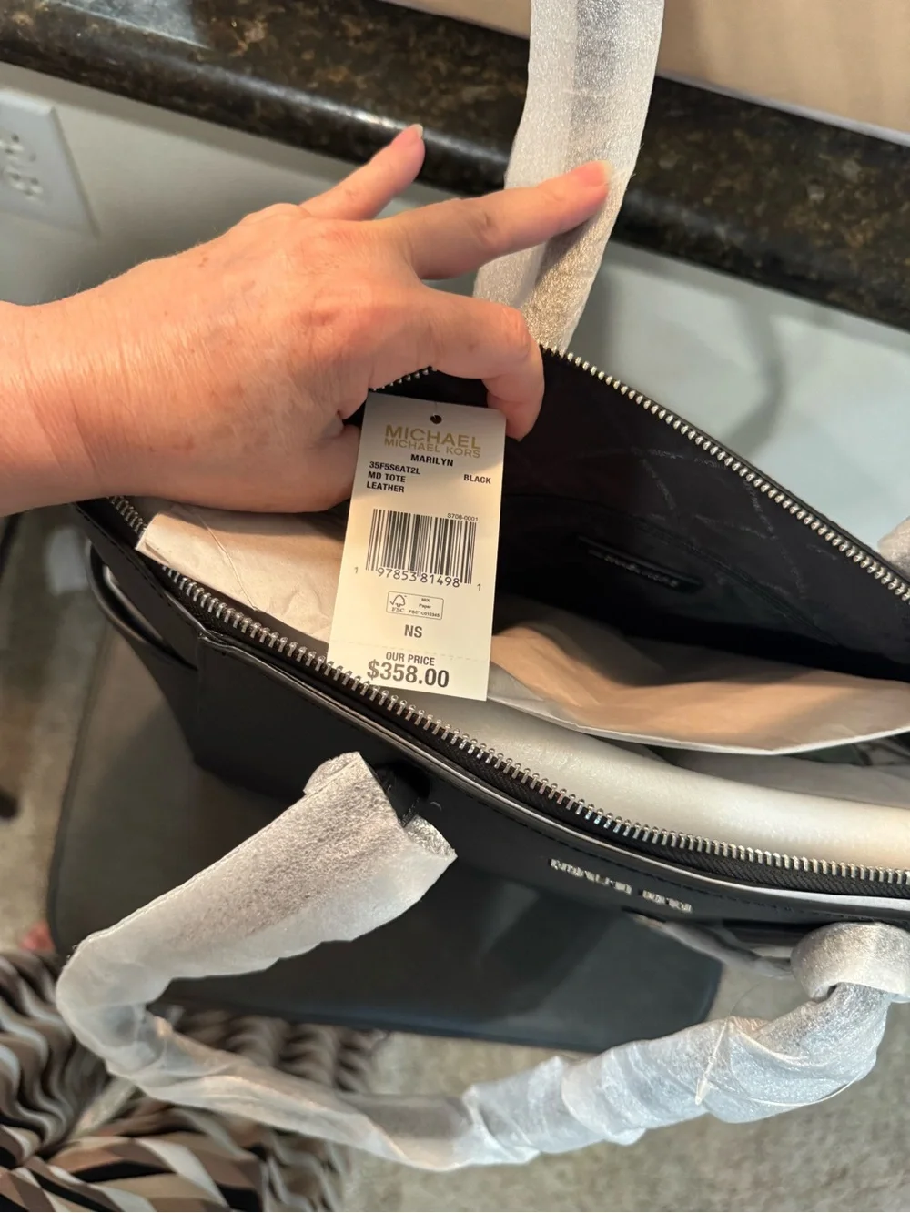 Michael Kors Black Saffiano Leather Tote with MK Charm